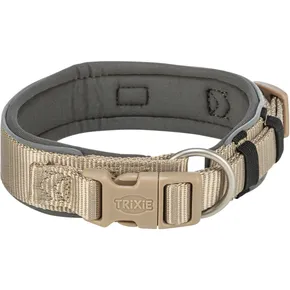 PREMIUM obojek EXTRA široký, písková/grafit S-M: 33-42 cm/35 mm